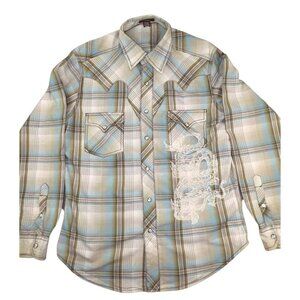 Arizona Jeans Company Mens Plaid Shirt Western Style size Medium JH894